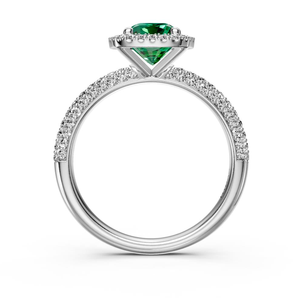 Diamond Ring with Tsavorites in White Gold