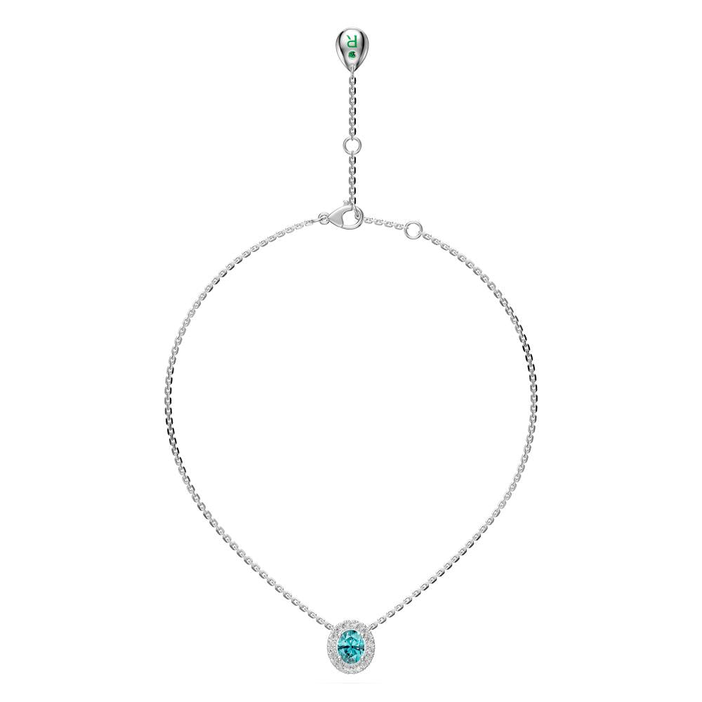 Paraiba and Diamond Halo Necklace