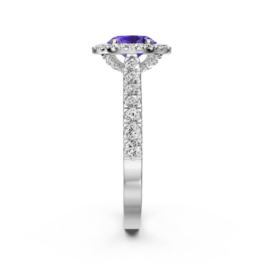 Diamond Ring with Tanzanite in White Gold