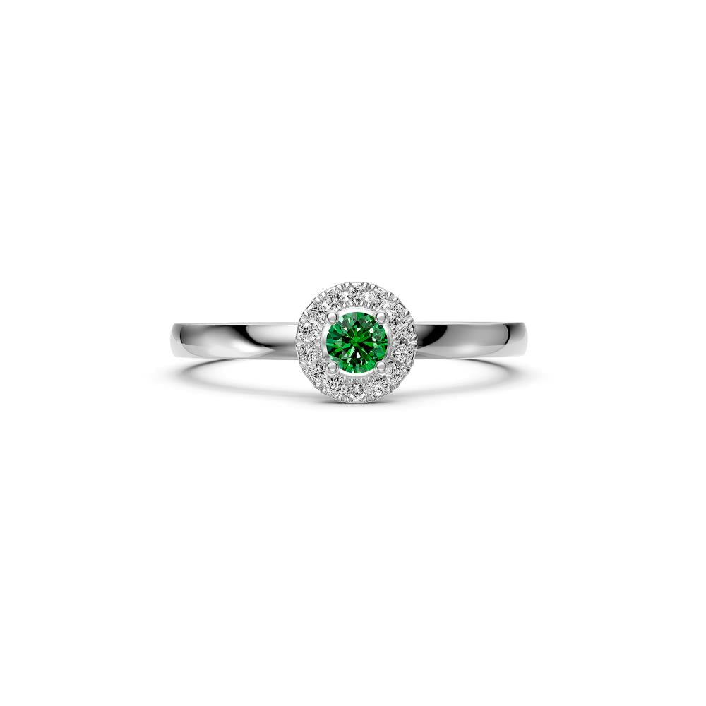 Diamond Ring with Tsavorites in White Gold