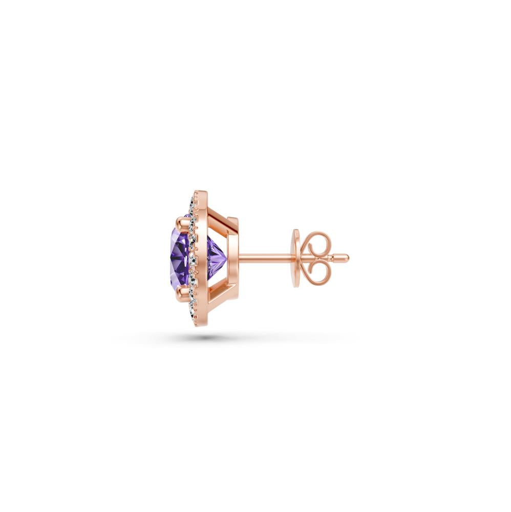 Diamond Earrings with Tanzanite in Rose Gold