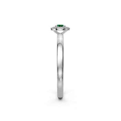 Diamond Ring with Tsavorites in White Gold