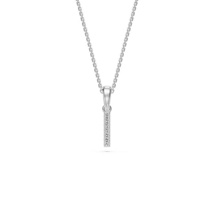 Mini Diamond Letter I Pendant in White Gold