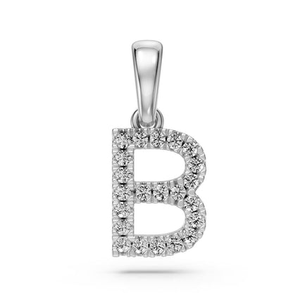 Mini Diamond Letter B Pendant in White Gold