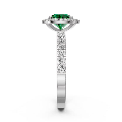 Diamond Ring with Tsavorite in White Gold