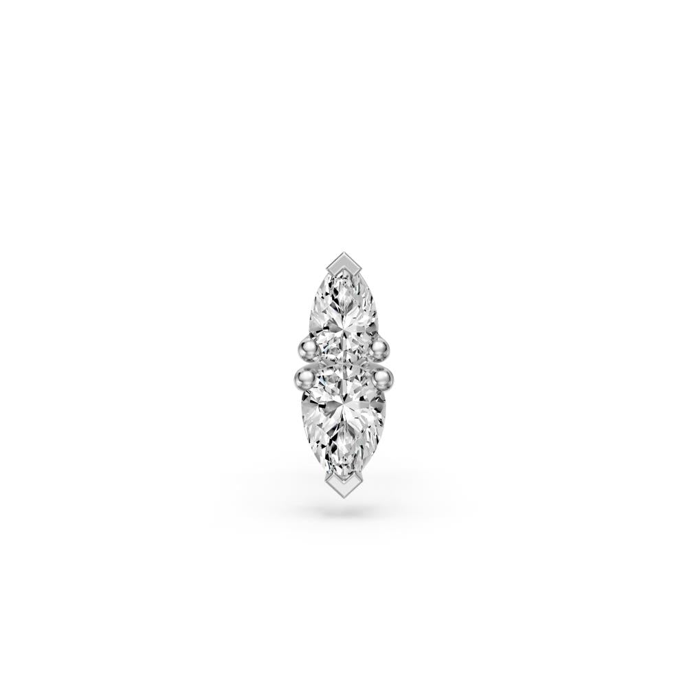 Double Marquise Piercing Stud in White Gold