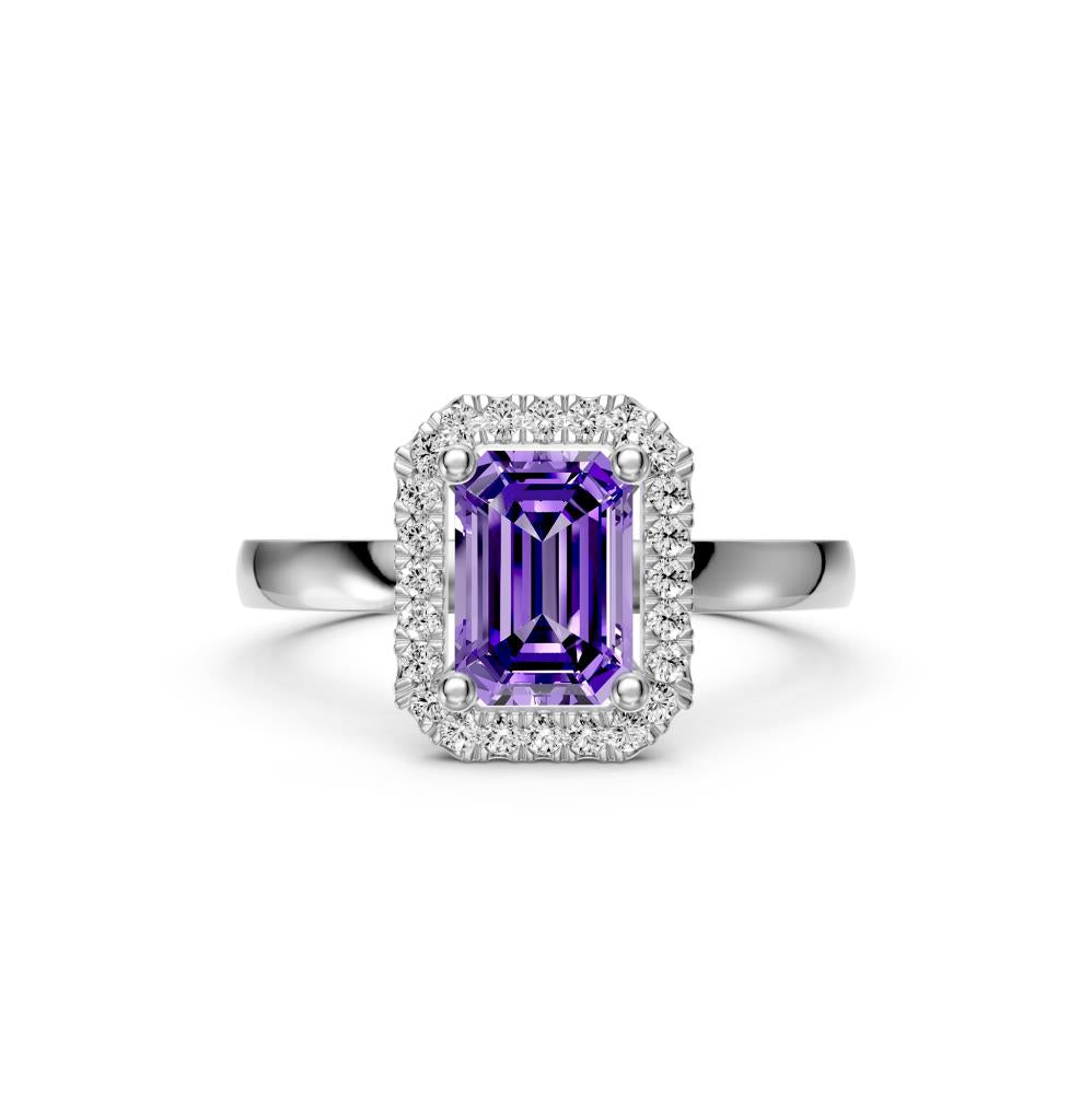 Diamond Ring with Tanzanite in White Gold