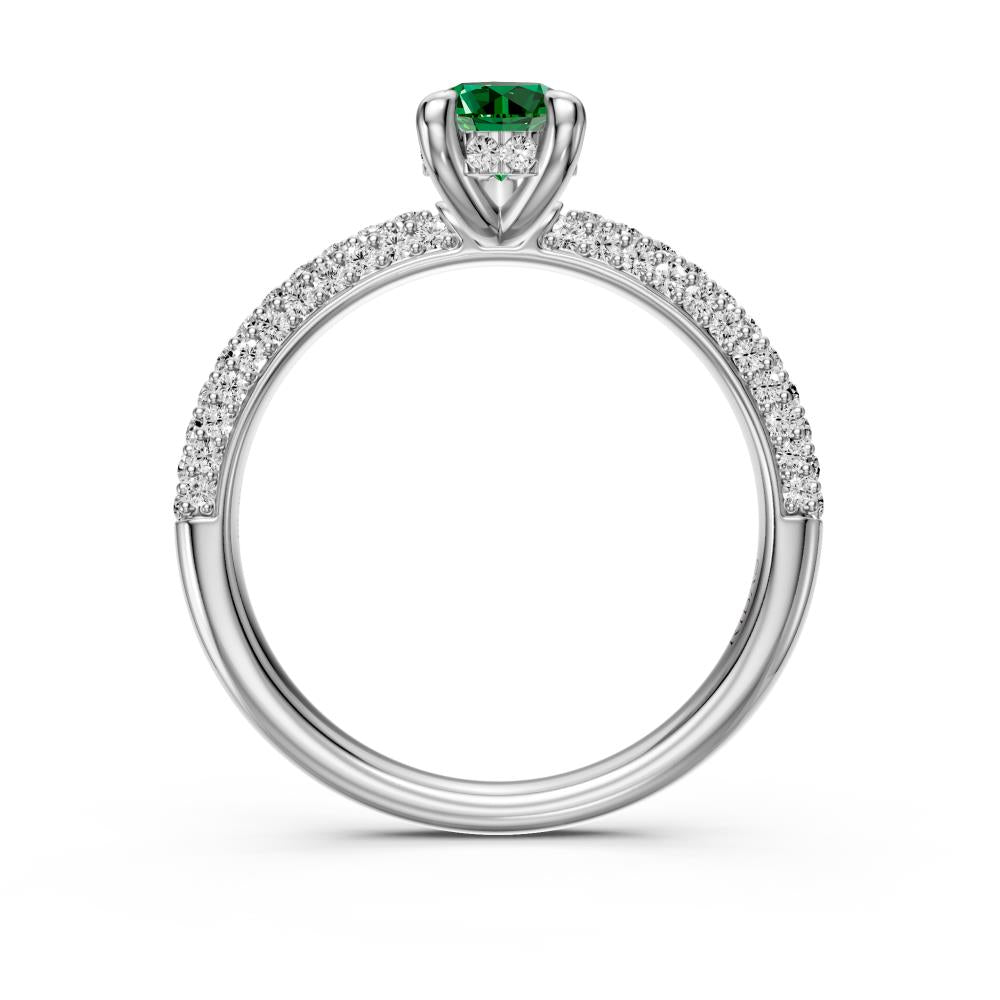 Diamond Ring with Tsavorite in White Gold