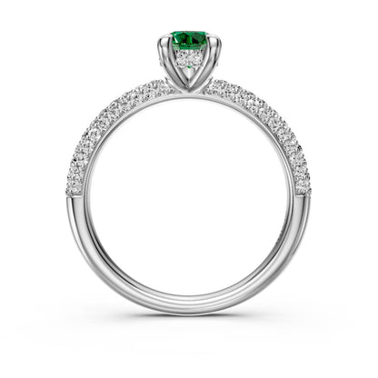 Diamond Ring with Tsavorite in White Gold