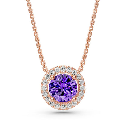 Rose Gold Necklace with Tanzanite Stone