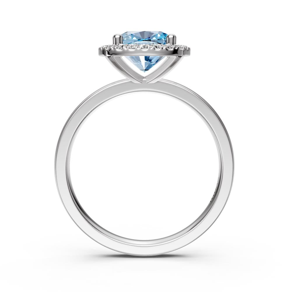 Diamond Ring with Aquamarine in White Gold