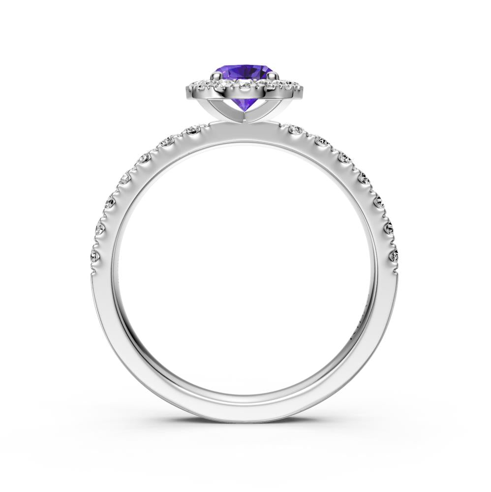 Diamond Ring with Tanzanite in White Gold