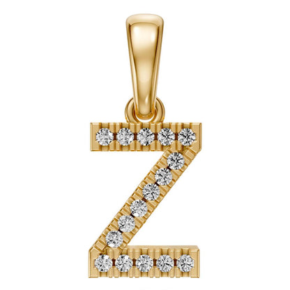 Mini Diamond Letter Z Pendant in Yellow Gold