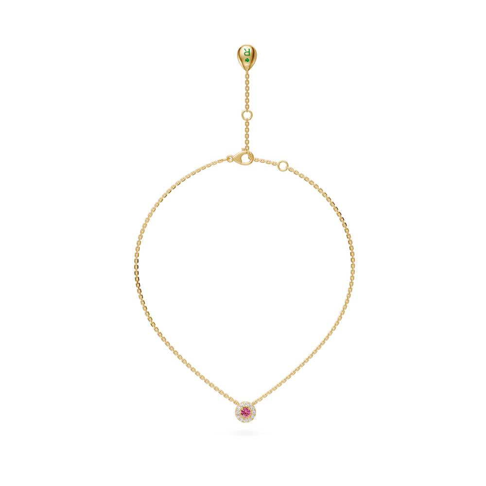 Yellow Gold Necklace with Pink Sapphire