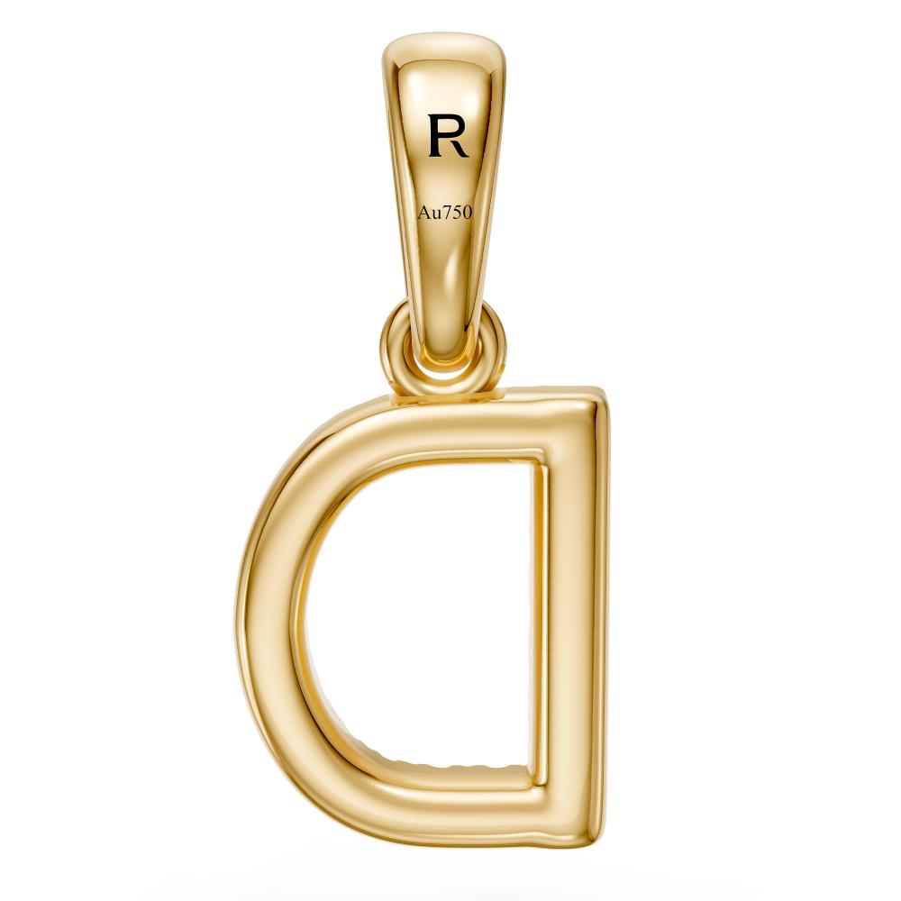 Mini Diamond Letter D Pendant in Yellow Gold