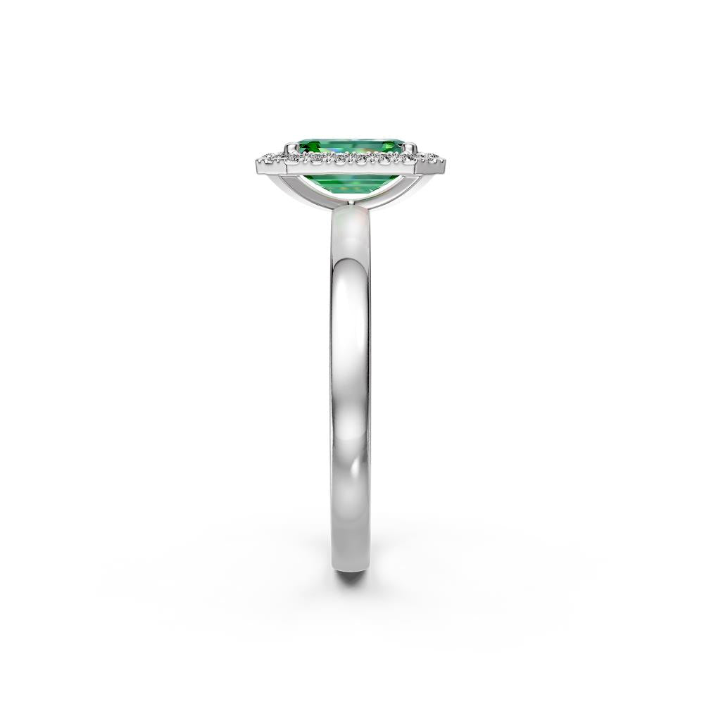 Diamond Ring with Tsavorite in White Gold