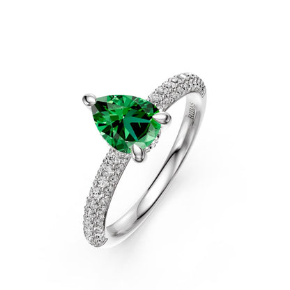 Diamond Ring with Tsavorite in White Gold