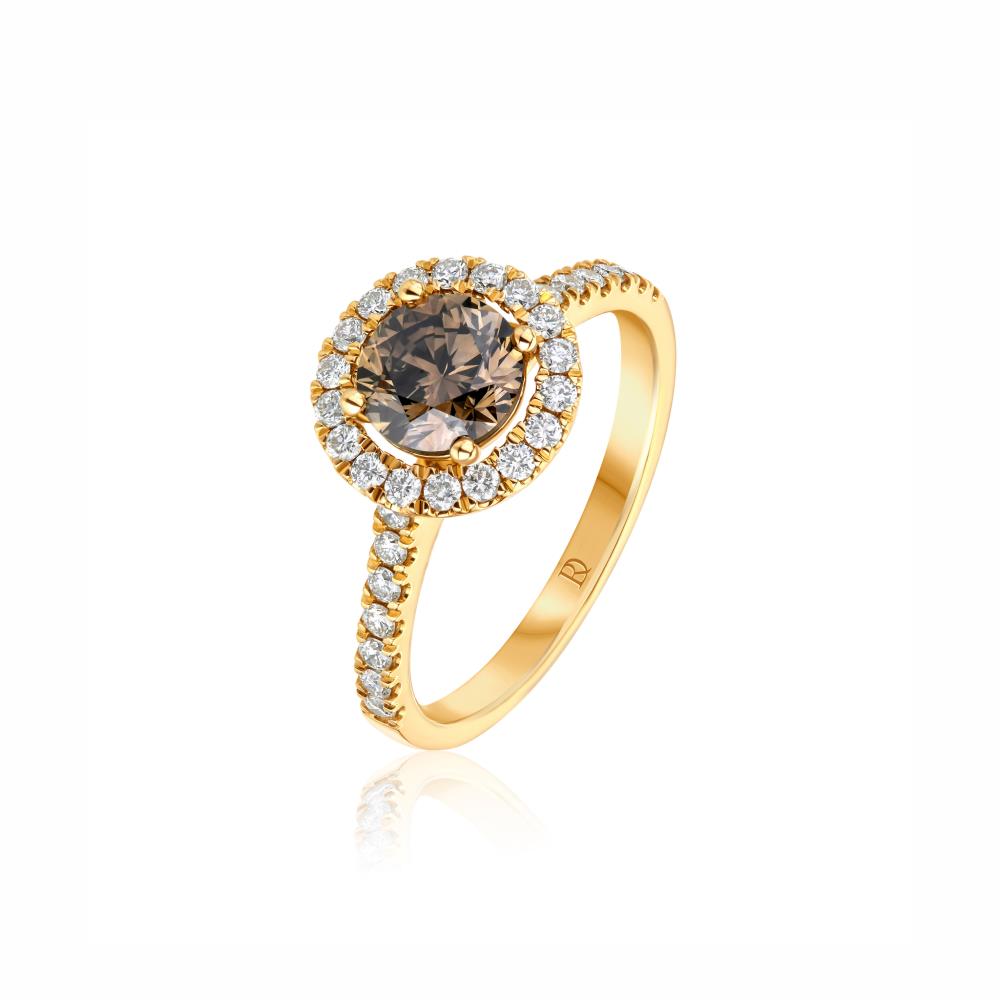 Cognac Diamond Ring in Yellow Gold