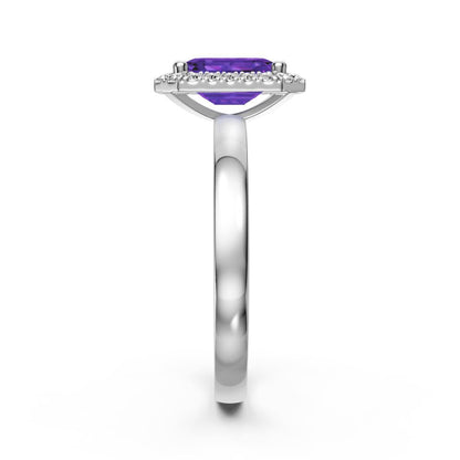 Diamond Ring with Tanzanite in White Gold