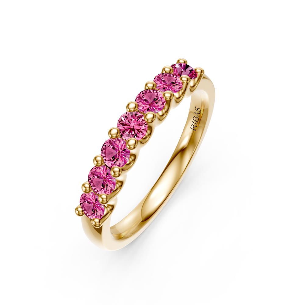 Pink Sapphire Band Ring in Yellow Gold