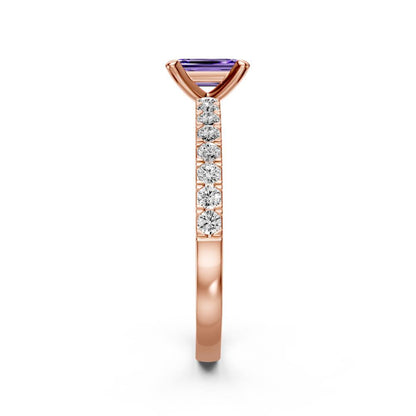 Diamond Ring with Tanzanite in Rose Gold