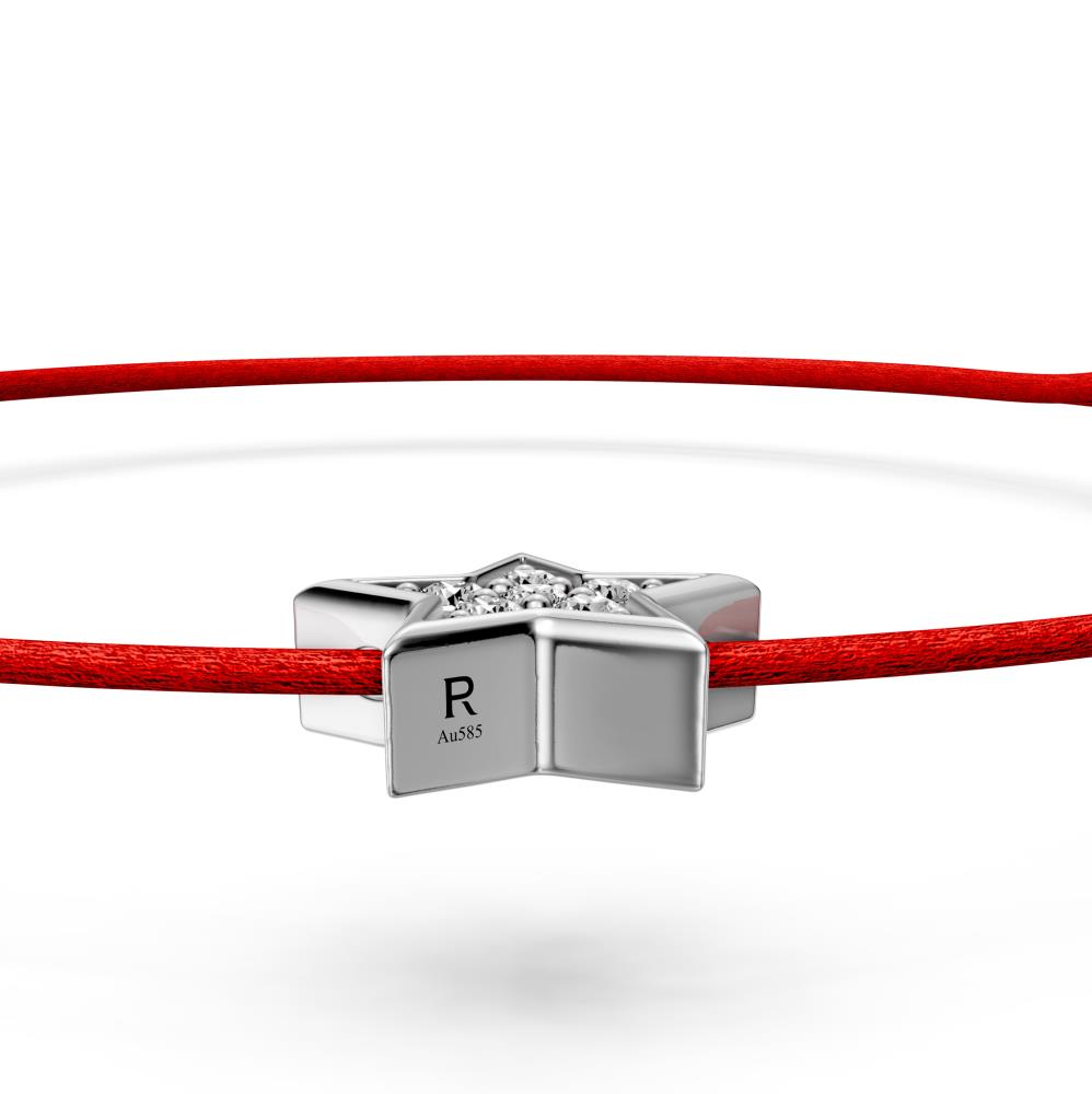 String Bracelet with Diamond in White Gold "Star"