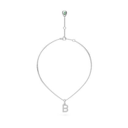 Mini Diamond Letter B Pendant in White Gold