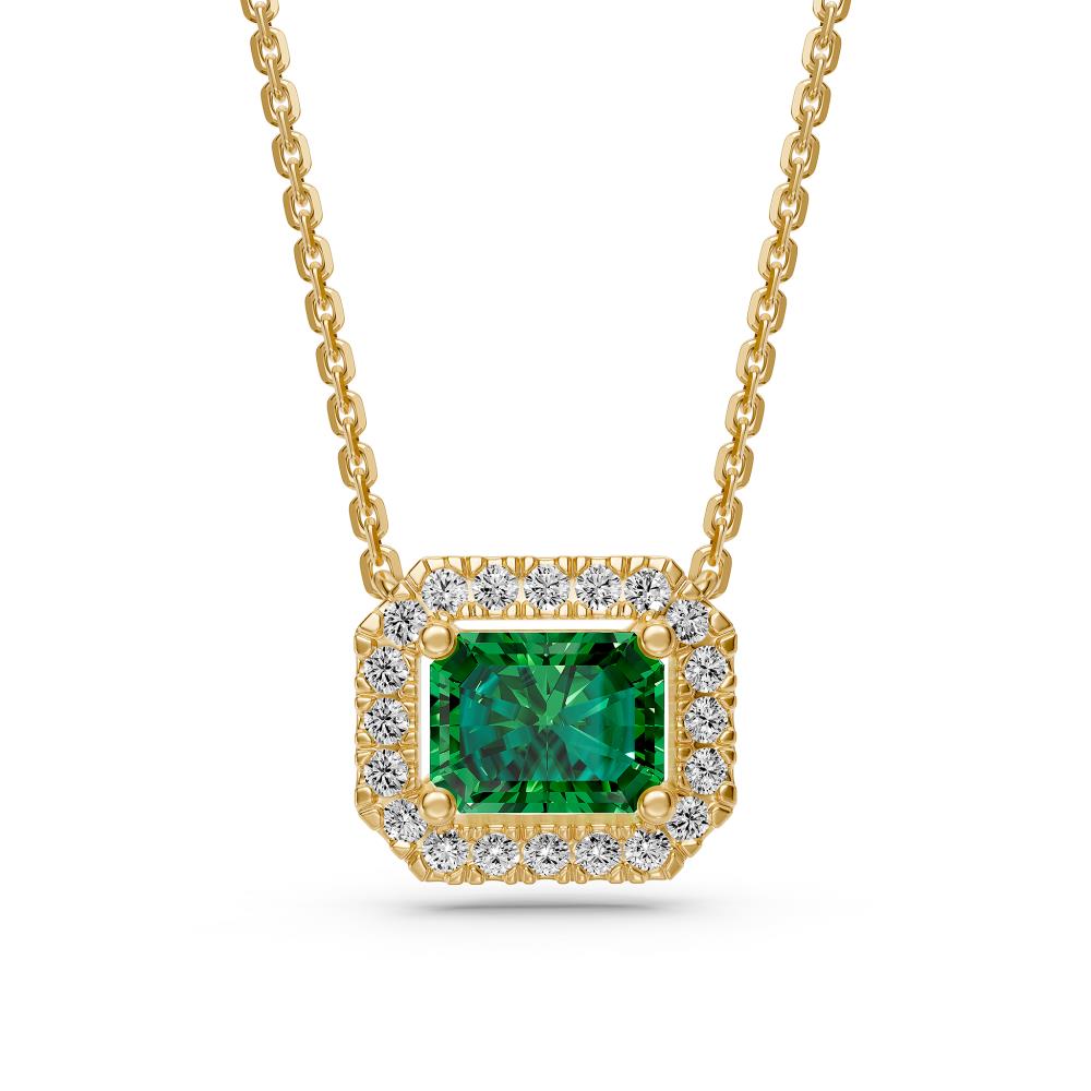 Tsavorite and Diamond Halo Necklace