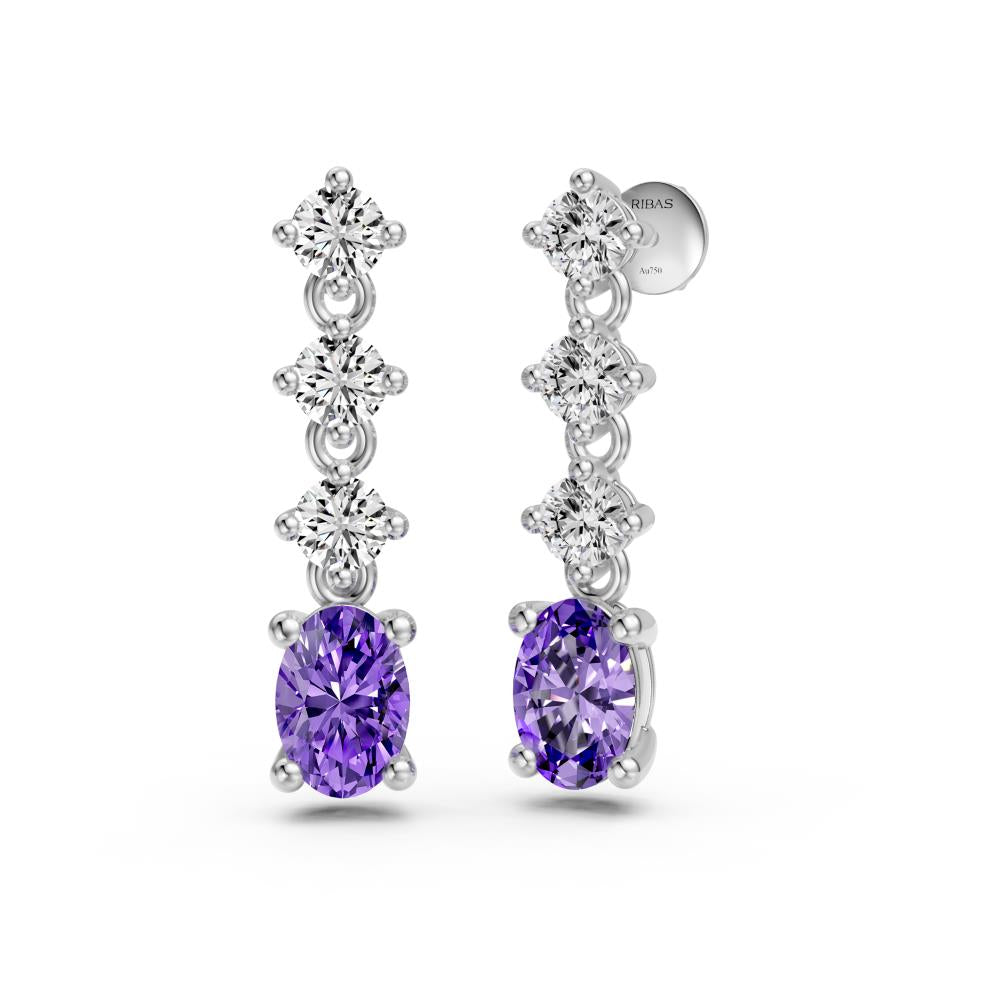 Tanzanite and Diamond Earrings in White Gold