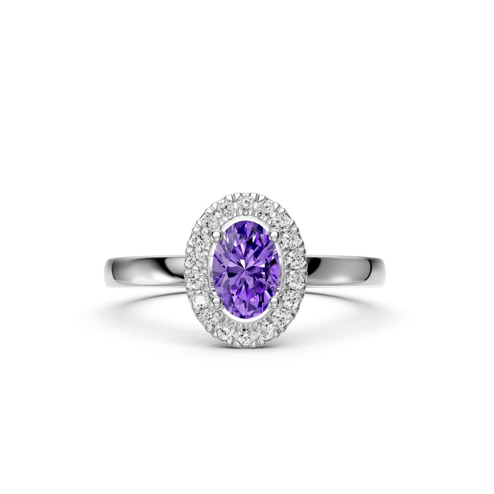 Diamond Ring with Tanzanite in White Gold