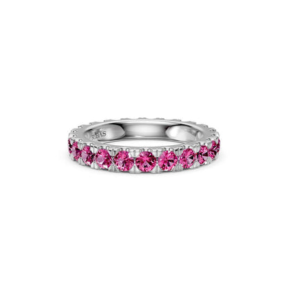 Pink Sapphire Band Ring in White Gold