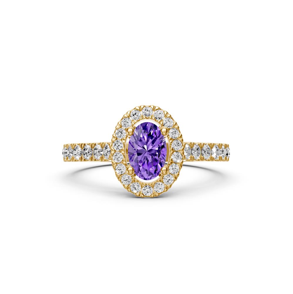 Diamond Ring with Tanzanite in Yellow Gold
