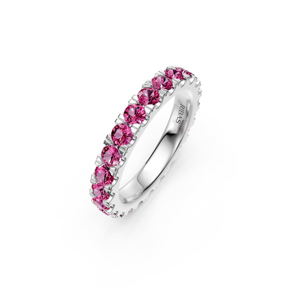 Pink Sapphire Band Ring in White Gold