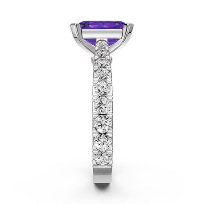 Diamond Ring with Tanzanite in White Gold