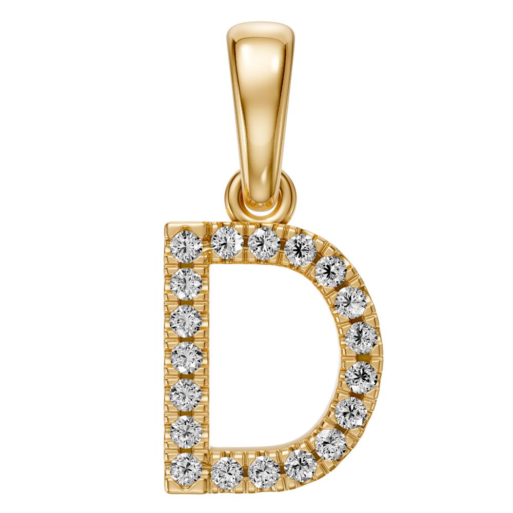 Mini Diamond Letter D Pendant in Yellow Gold
