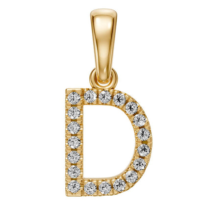Mini Diamond Letter D Pendant in Yellow Gold