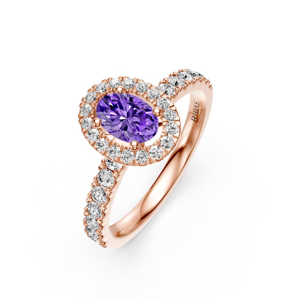 Diamond Ring with Tanzanite in Rose Gold