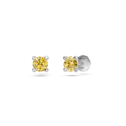 Yellow Sapphire Earring in White Gold