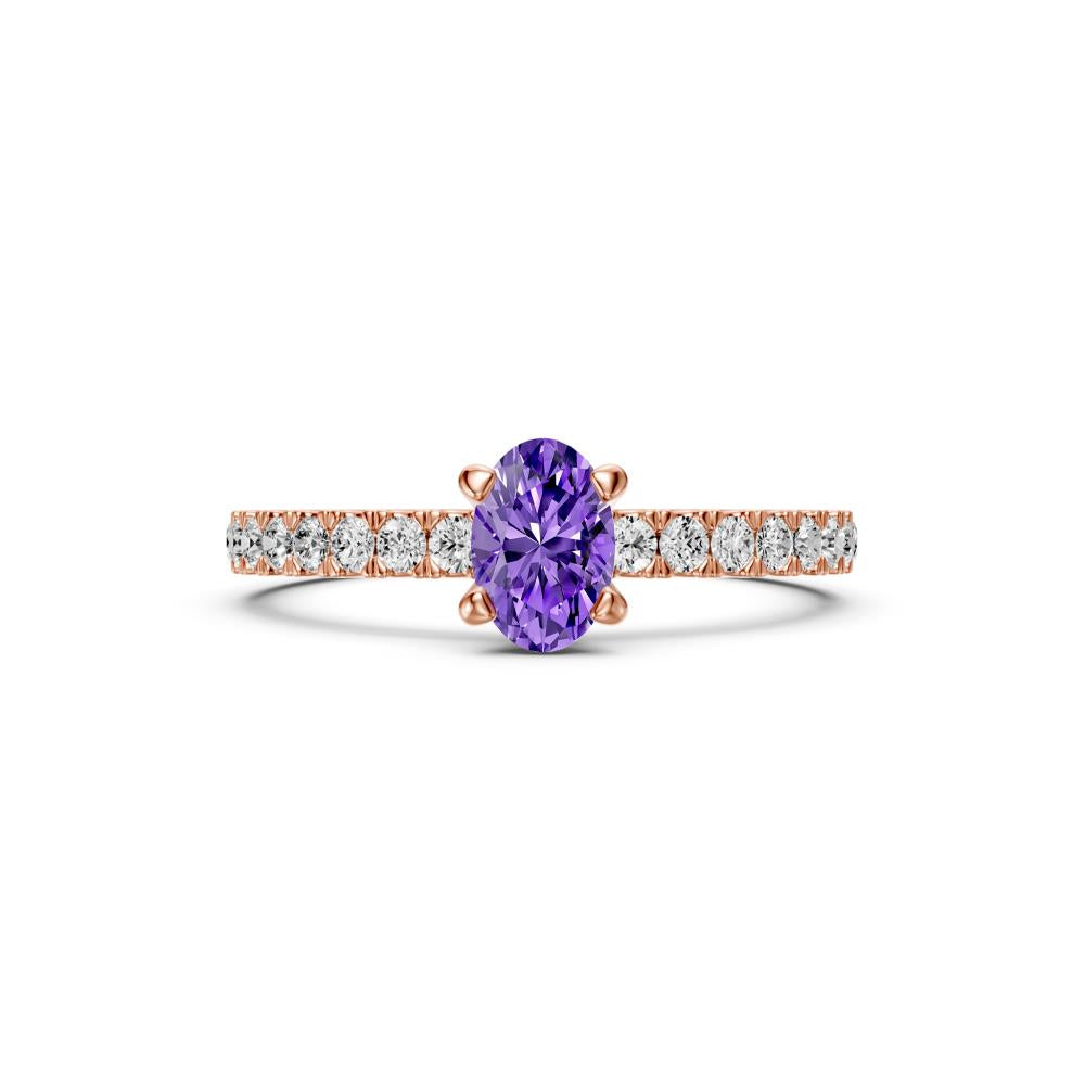 Diamond Ring with Tanzanite in Rose Gold