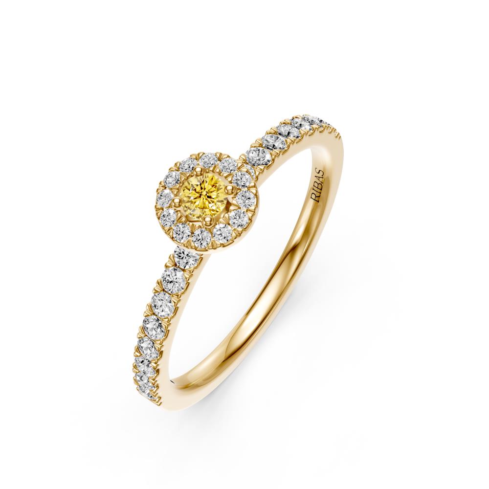 Diamond Ring with Yellow Sapphire in Yellow Gold