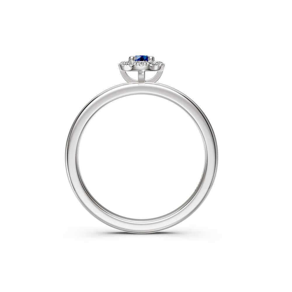 Sapphire Band Ring with Diamonds in White Gold