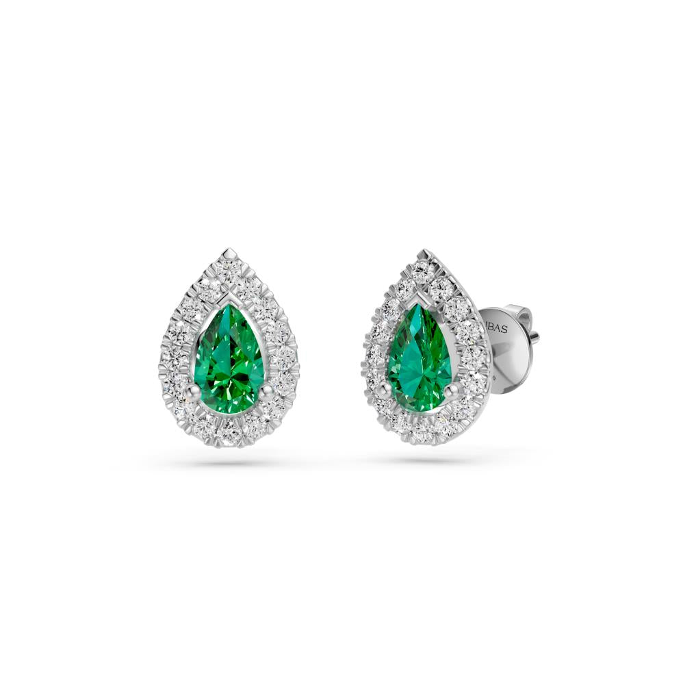Diamond Earrings in White Gold with Tsavorites