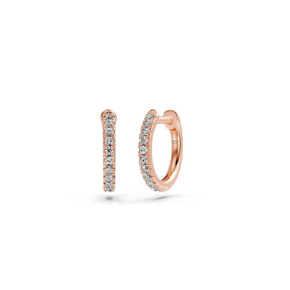 Diamond Hoop Earrings in Pink Gold