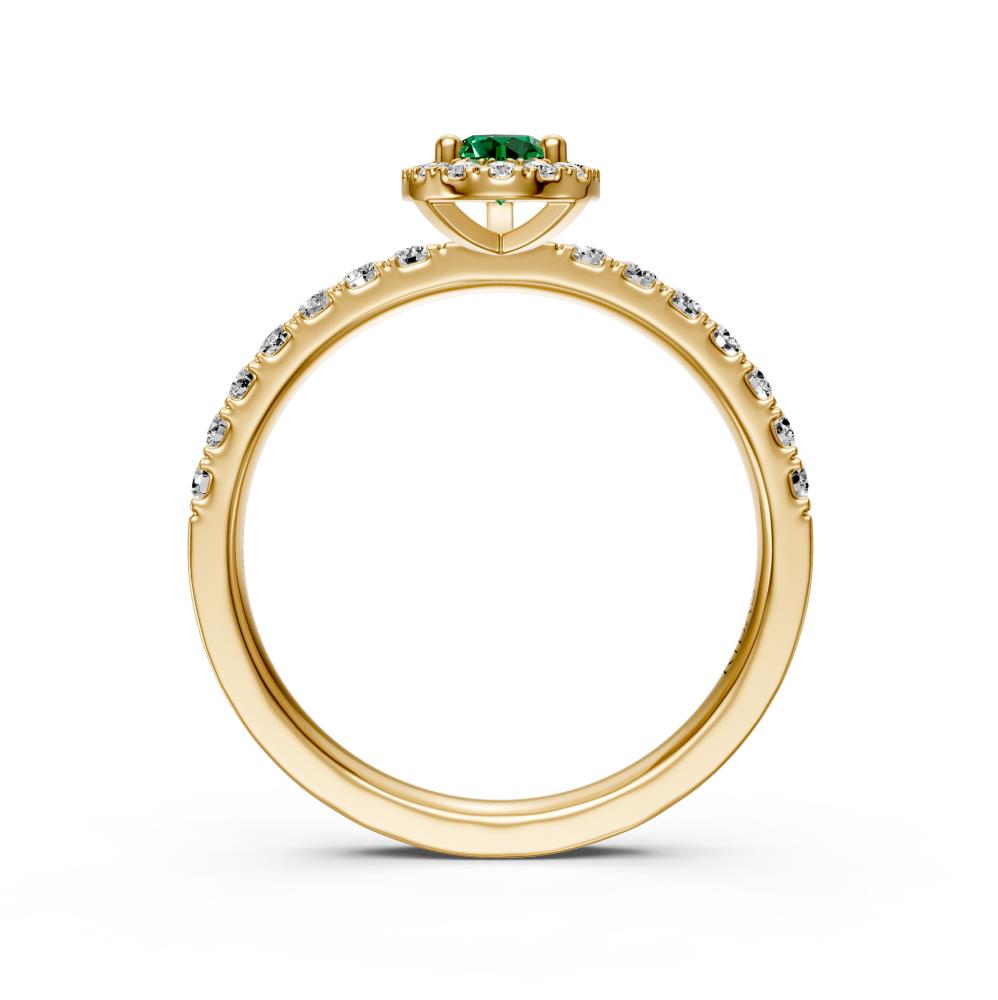 Diamond Ring with Tsavorites in Yellow Gold