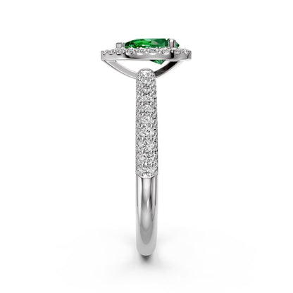 Diamond Ring with Tsavorites in White Gold