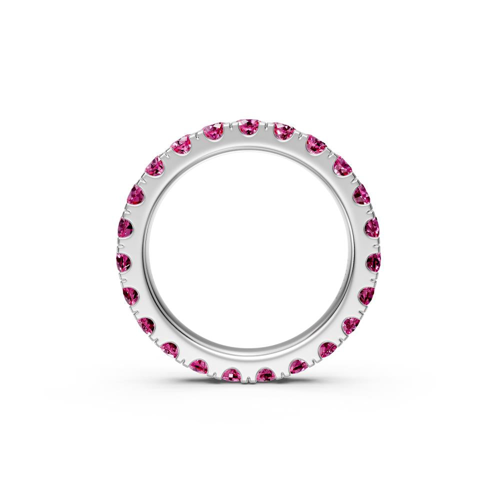 Pink Sapphire Band Ring in White Gold