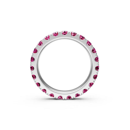 Pink Sapphire Band Ring in White Gold