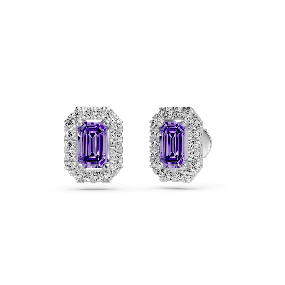 Diamond Earrings with Tanzanite in White Gold