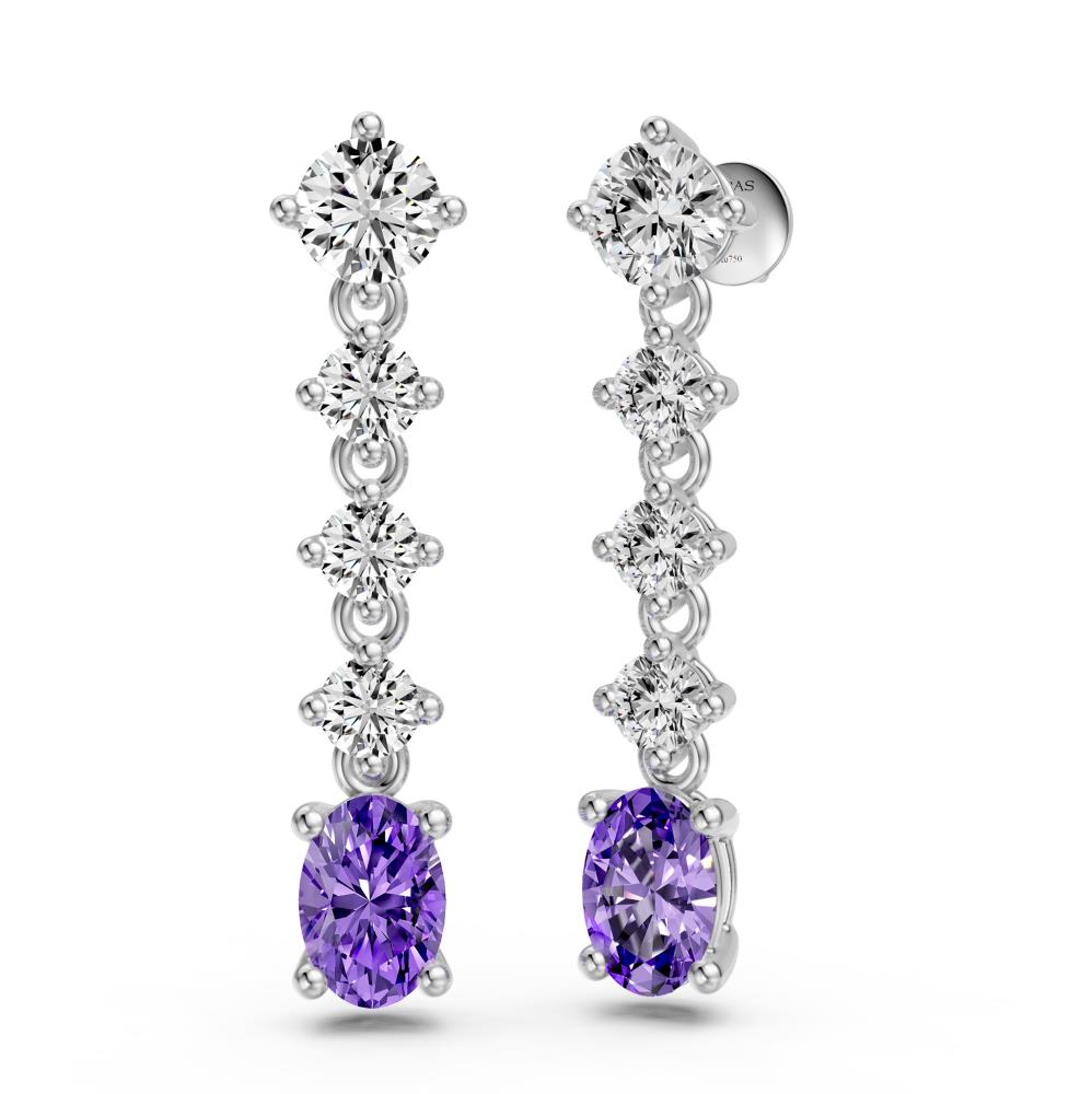 Diamond Earrings with Tanzanite in White Gold