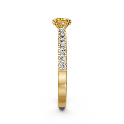 Sapphire Band Ring with Diamonds in Yellow Gold